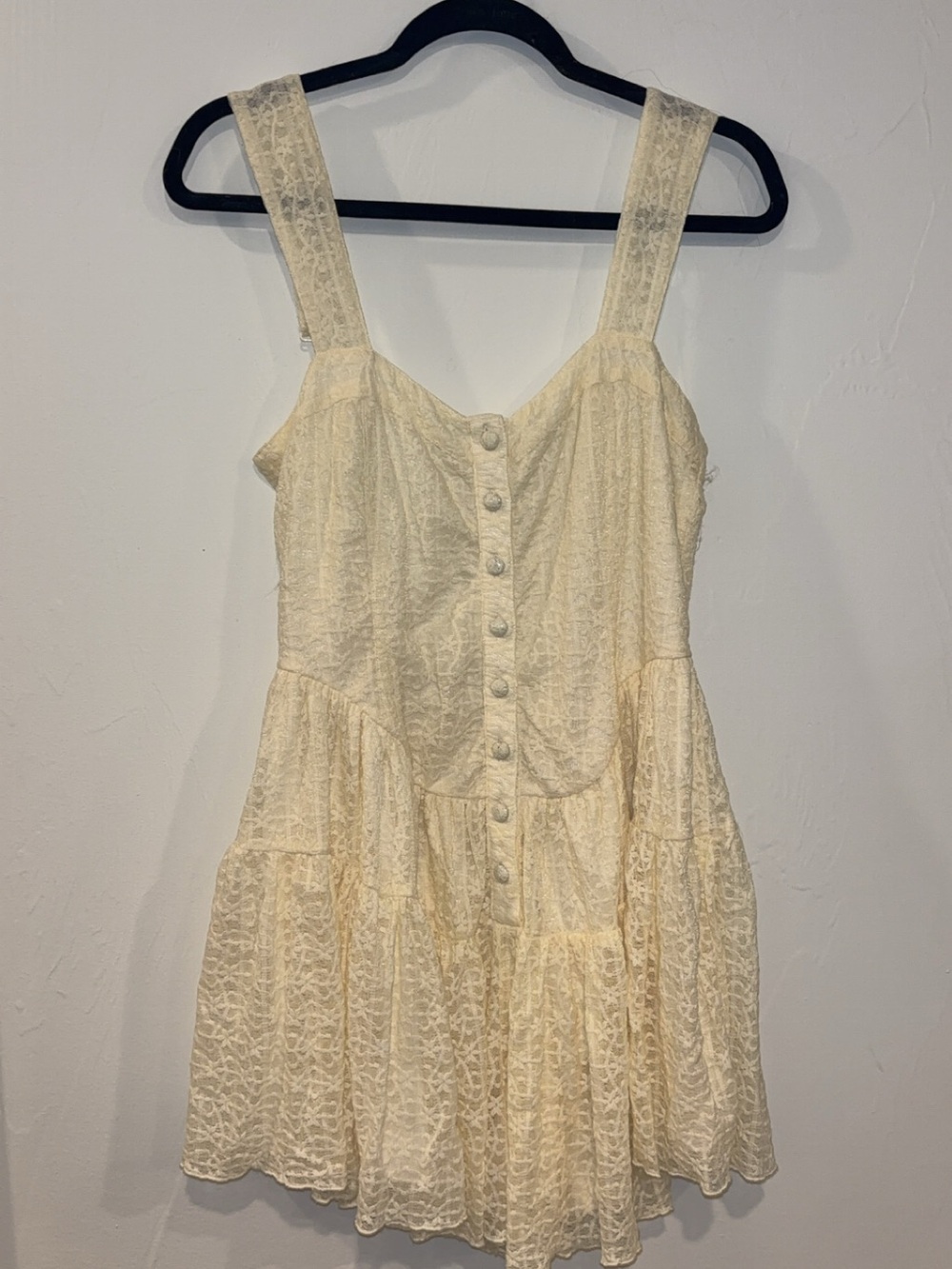 Cream Lace Button-Front Romper